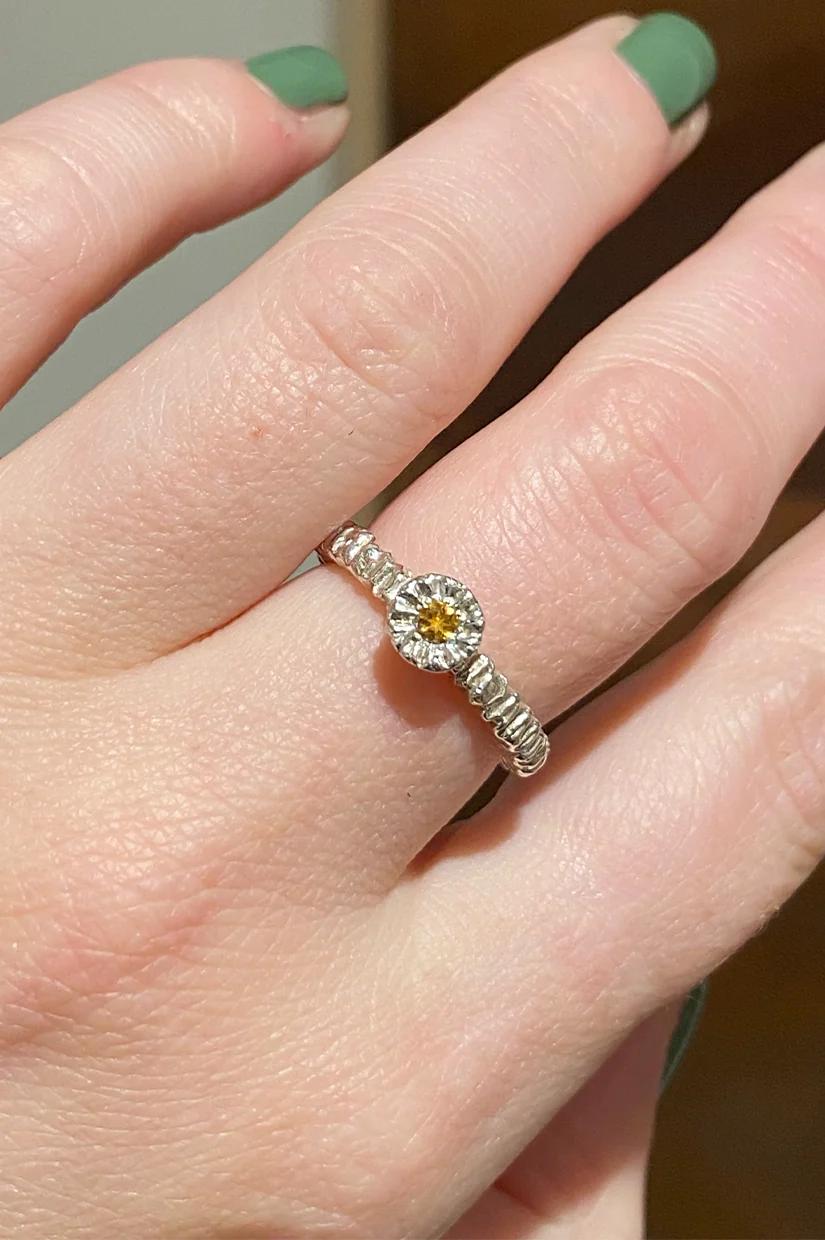 Alexandra Dodds Mini Teeth Gem Ring - Silver Citrine