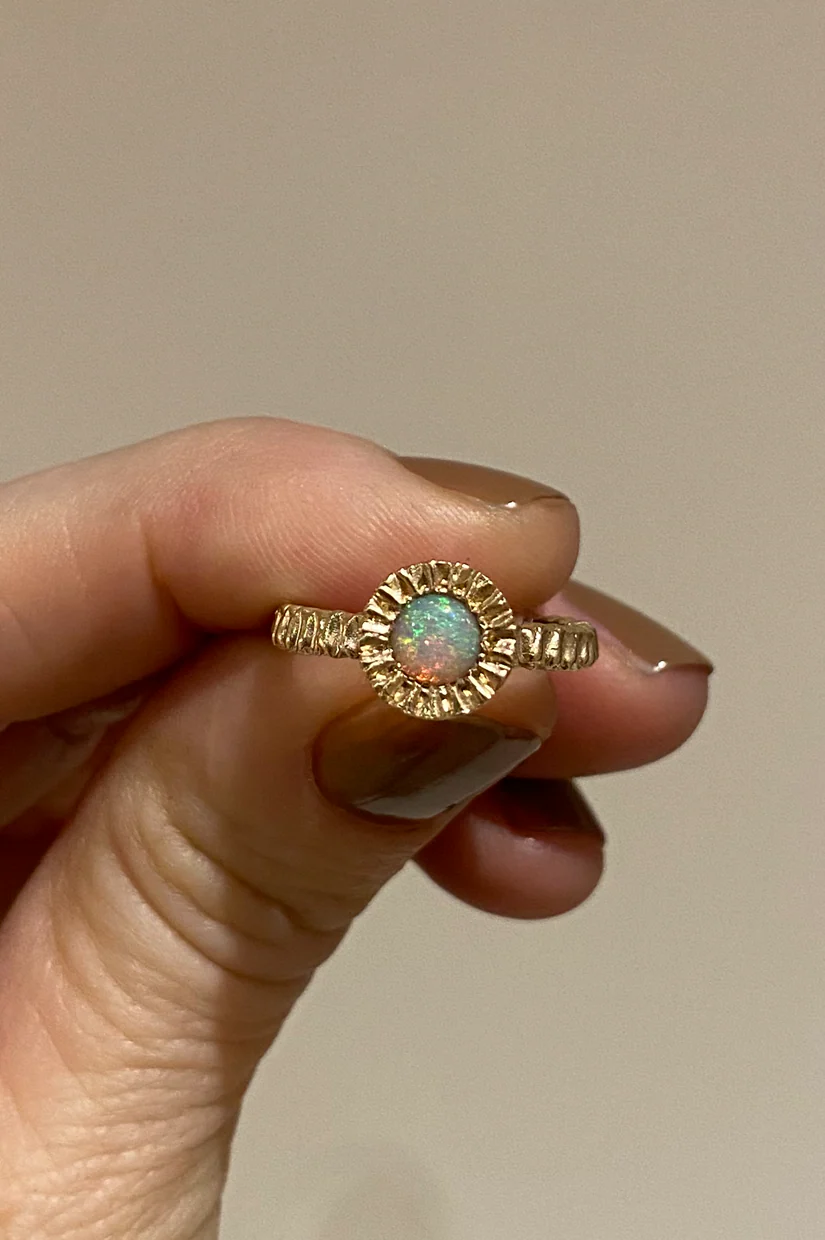 Alexandra Dodds Teeth Gem Ring - 9ct Gold Opal
