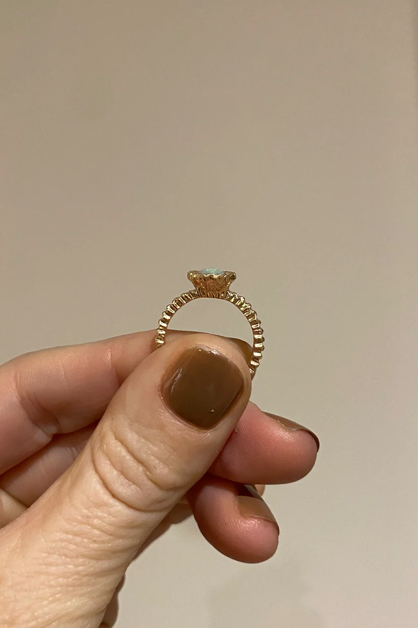 Alexandra Dodds Teeth Gem Ring - 9ct Gold Opal - Image 2