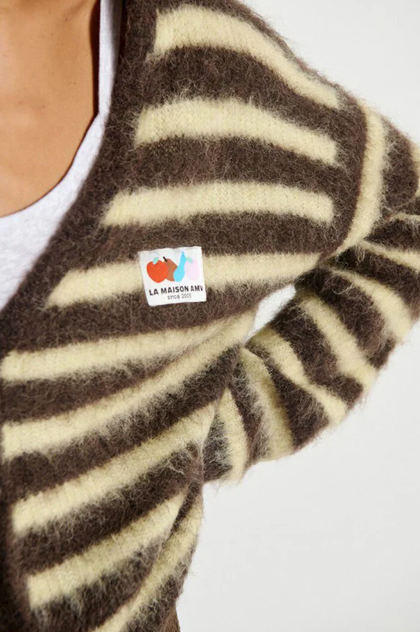 American Vintage Nenybay Cardigan - Root Striped Soy - Image 4