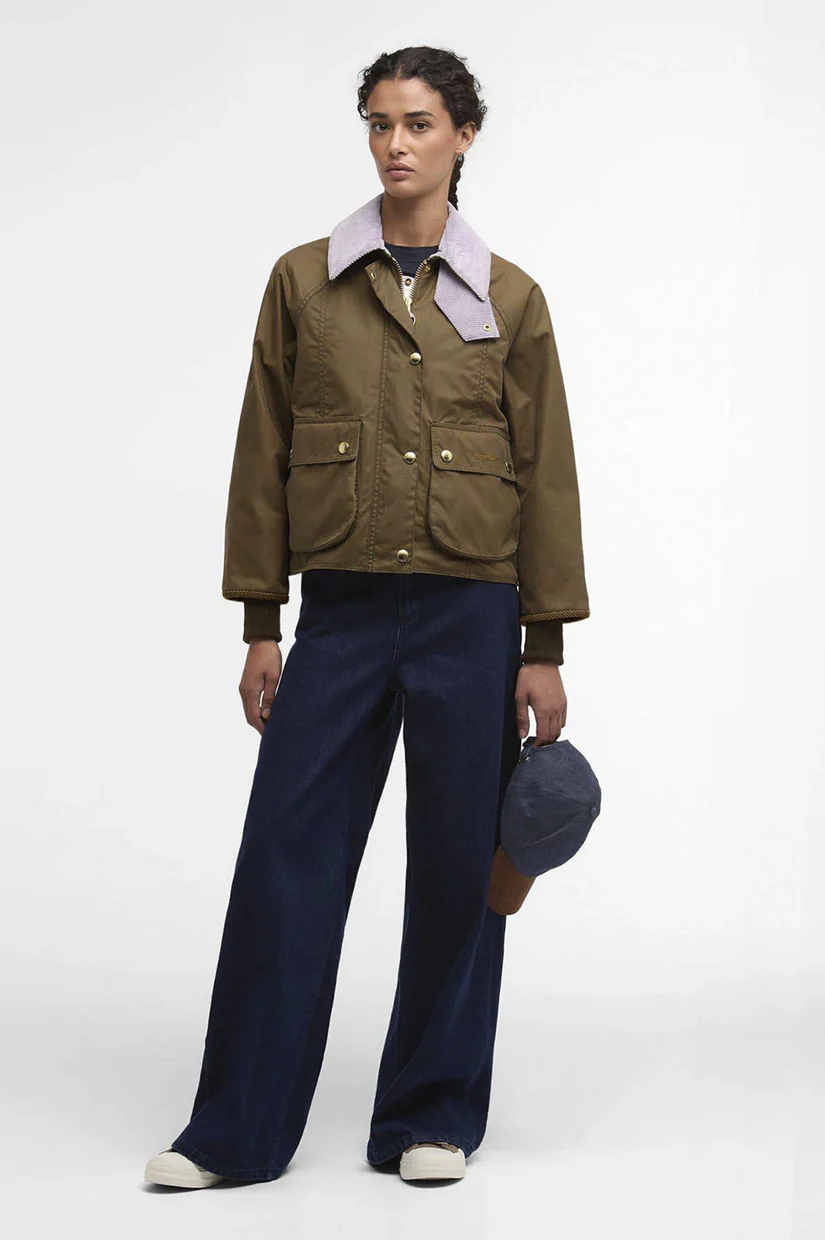 Barbour Cropped Beadnell Wax - Sand/Dress/Heather Mist - Image 2