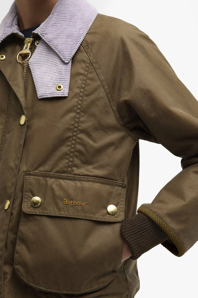 Barbour Cropped Beadnell Wax - Sand/Dress/Heather Mist - Image 4