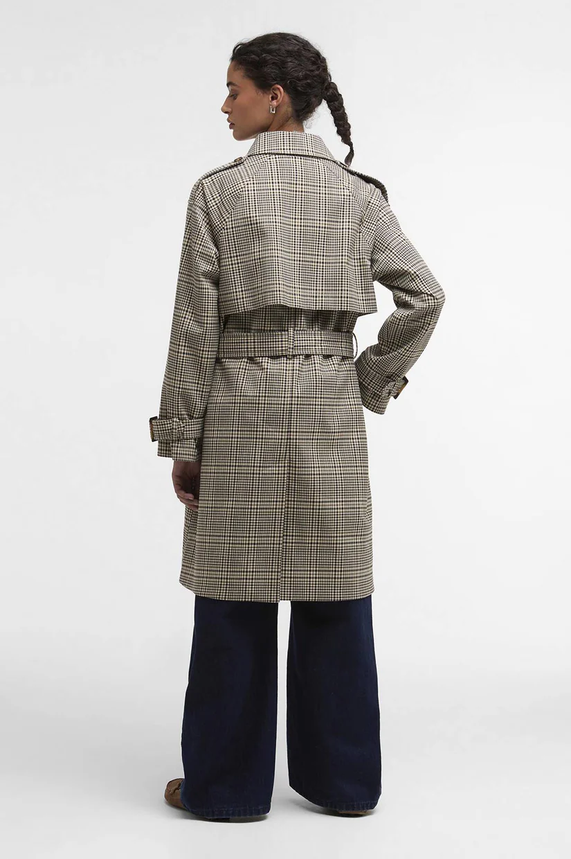 Barbour Maia Check Showerproof Trench - Olive Prince Of Wales Check - Image 2