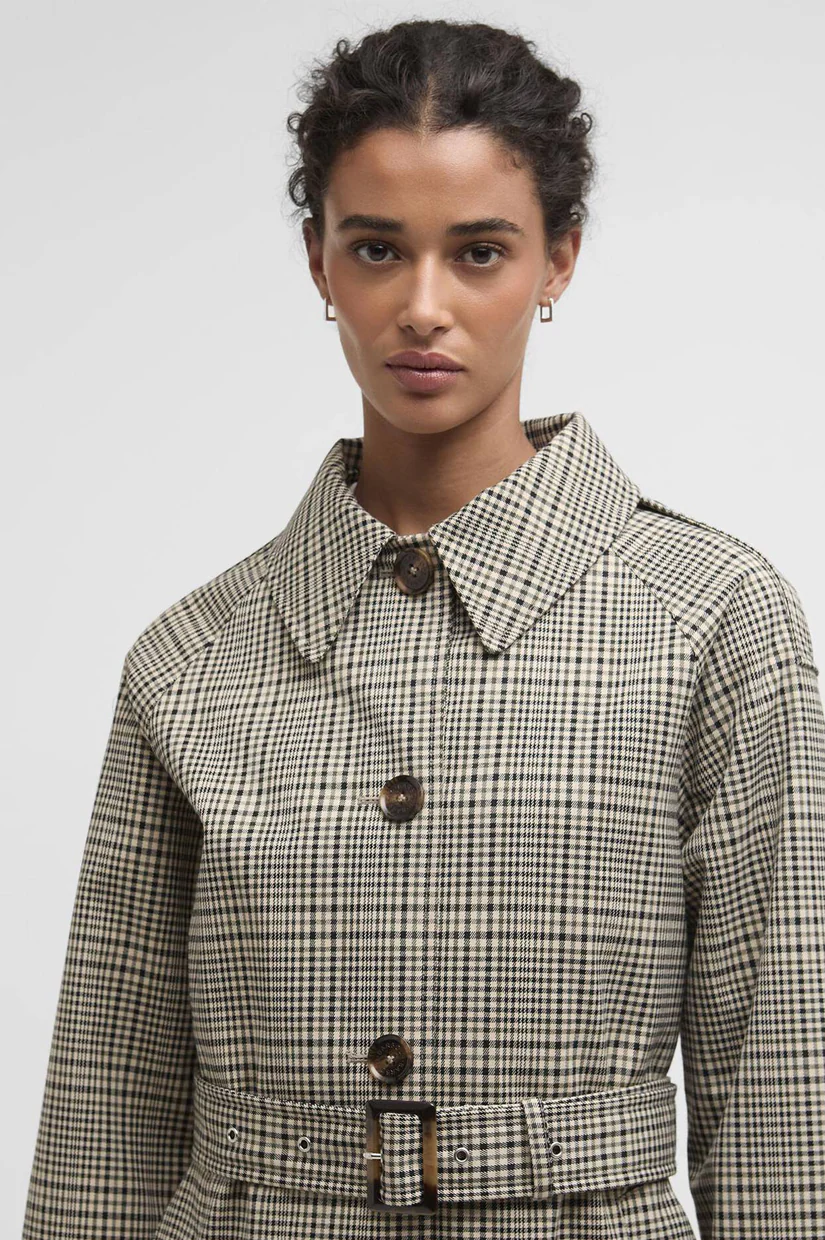 Barbour Maia Check Showerproof Trench - Olive Prince Of Wales Check - Image 3