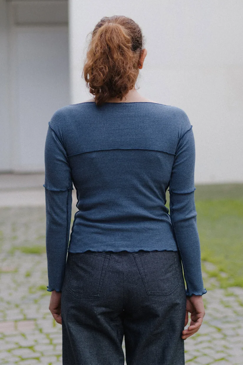 Baserange Cinder Long Sleeve Tee - Dark Denim - Image 2