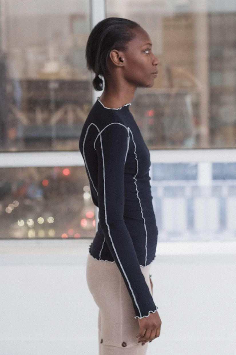 Baserange Omato Long Sleeve Tee - Murano Navy - Image 3