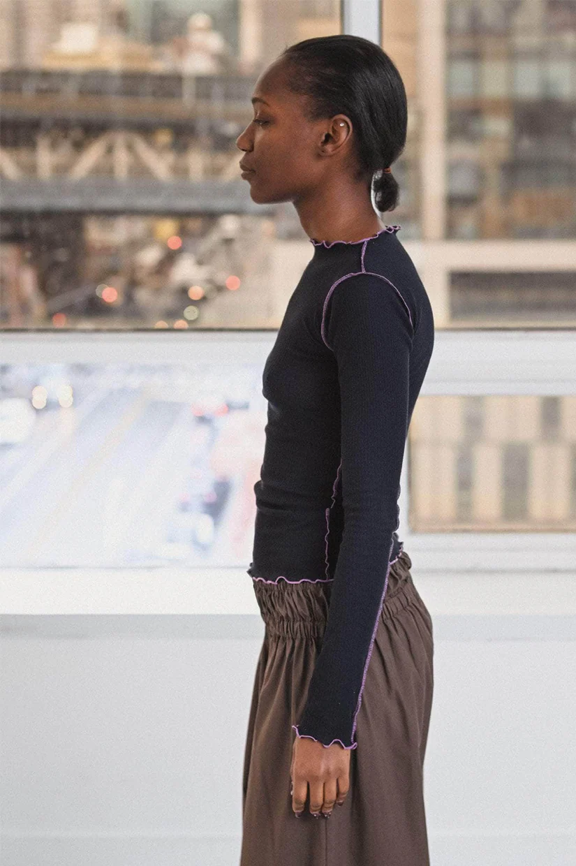 Baserange Vein Long Sleeve Tee - Murano Navy - Image 3