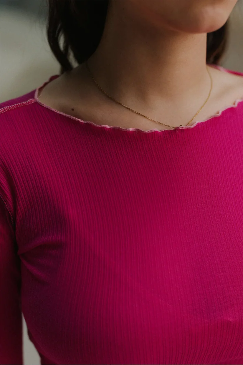 Baserange Vein Long Sleeve Tee - York Pink - Image 4