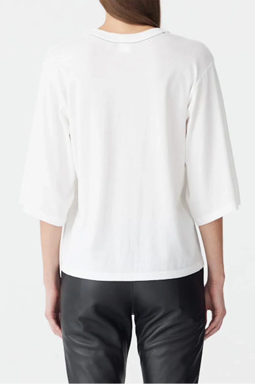 Bassike Boxy 3/4 Sleeve T-shirt - White - Image 2