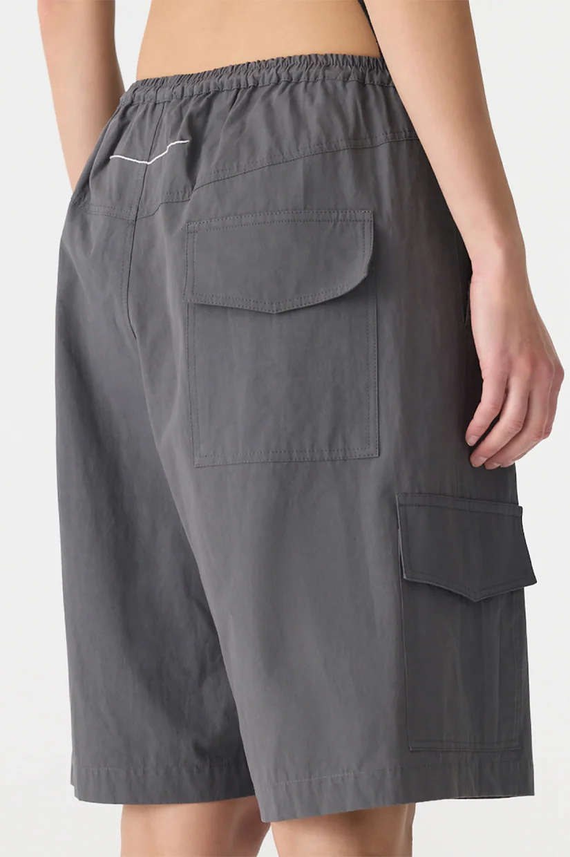 Bassike Crushed Cotton Cargo Short - Washed Black - Image 3
