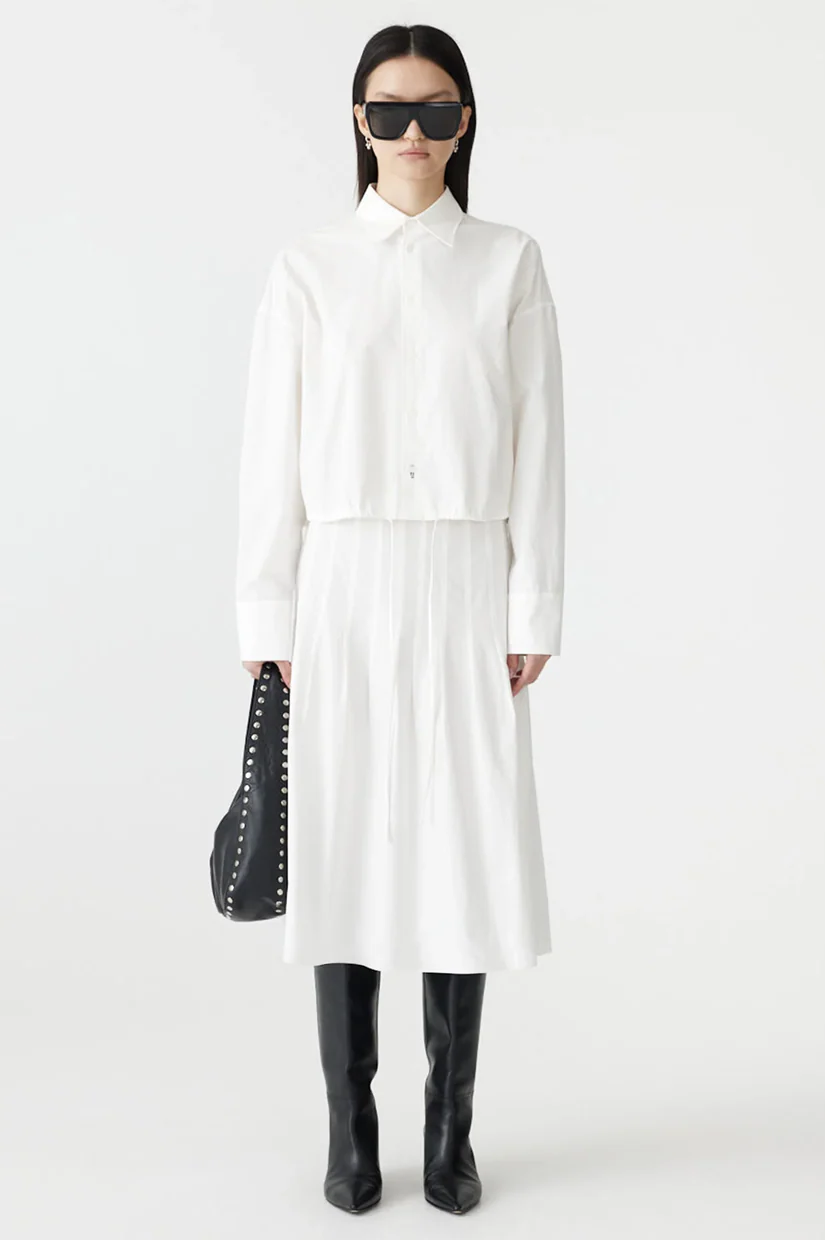 Bassike Crushed Cotton Gathered Shirt - Natural