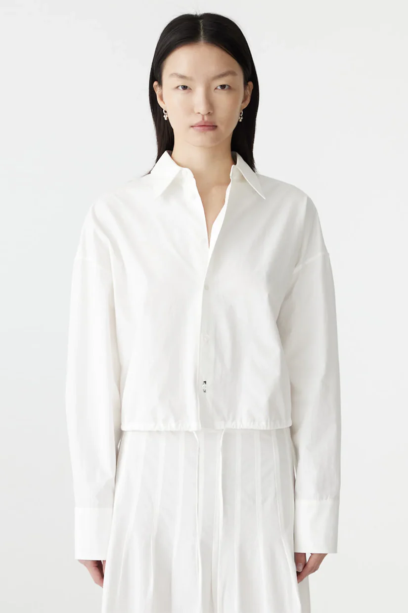 Bassike Crushed Cotton Gathered Shirt - Natural - Image 2