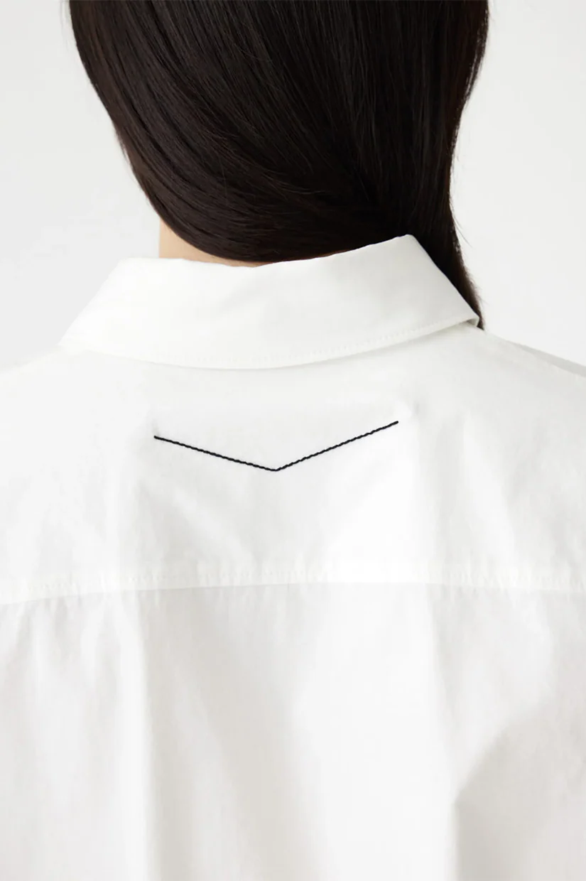 Bassike Crushed Cotton Gathered Shirt - Natural - Image 3