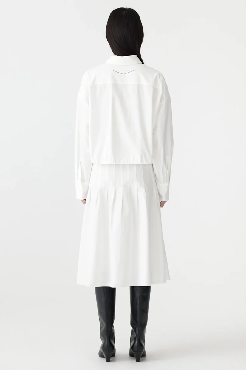 Bassike Crushed Cotton Gathered Shirt - Natural - Image 4