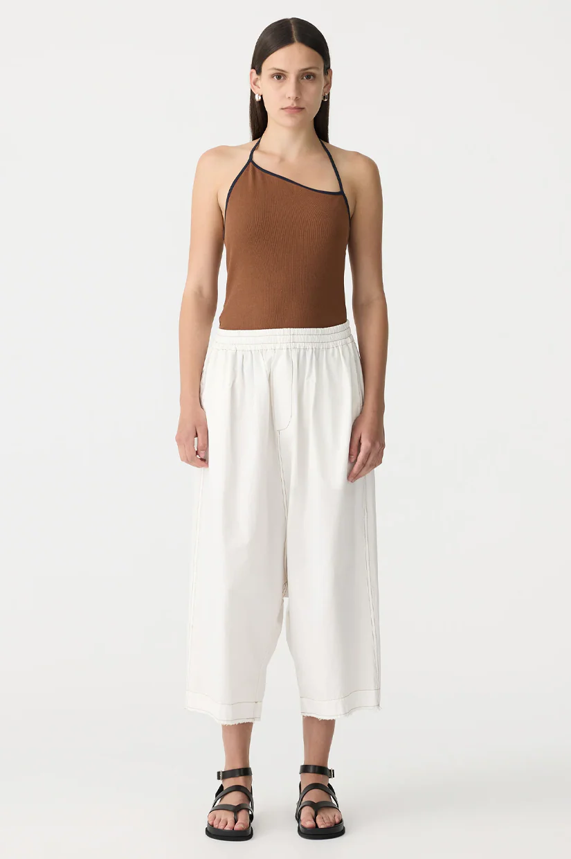 Bassike Crushed Cotton Raw Culotte - Natural