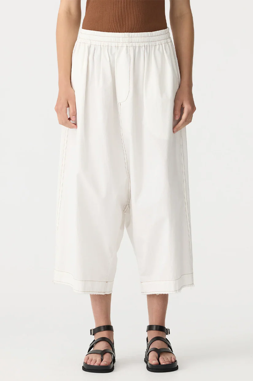 Bassike Crushed Cotton Raw Culotte - Natural - Image 2