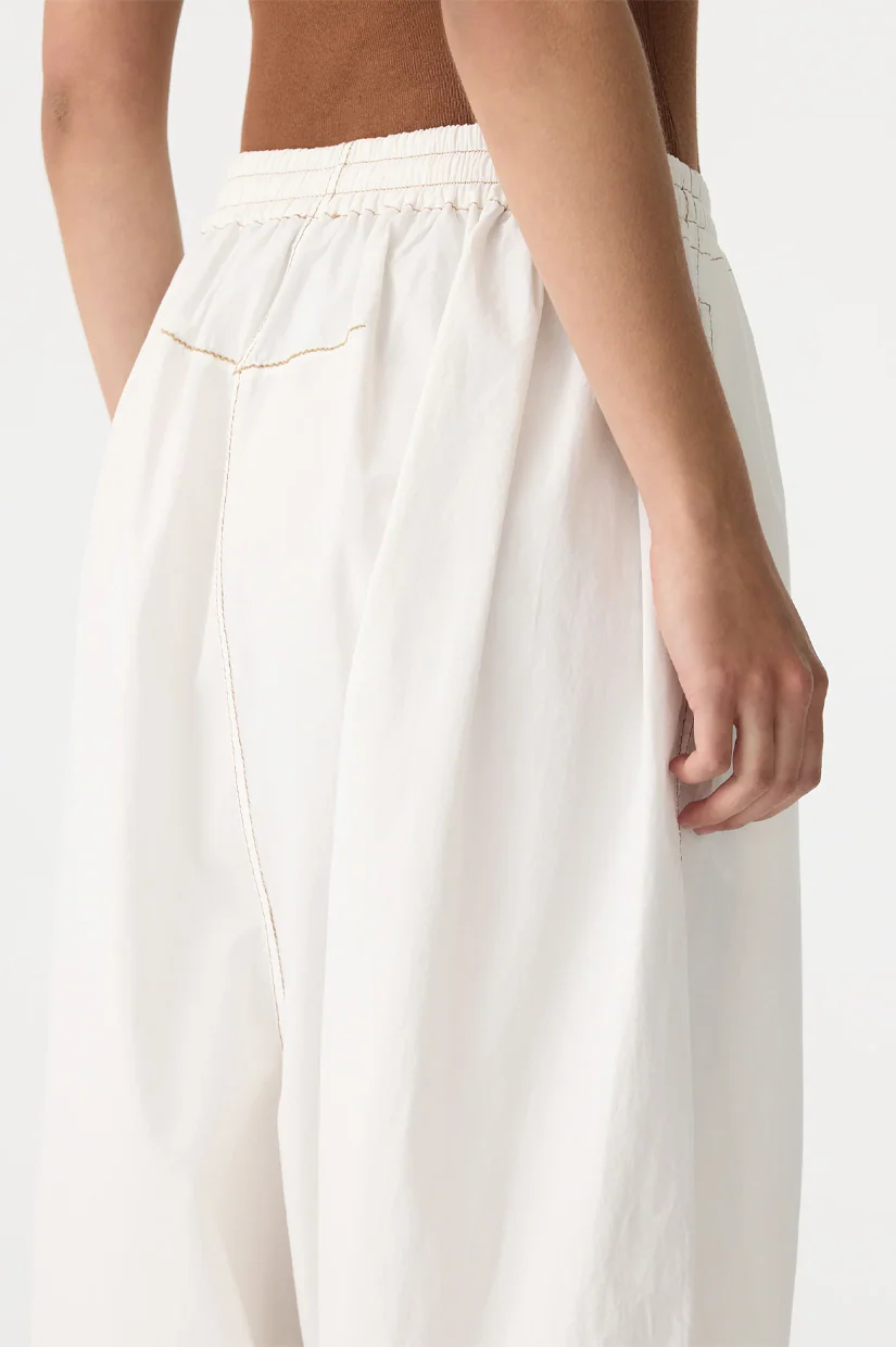 Bassike Crushed Cotton Raw Culotte - Natural - Image 3