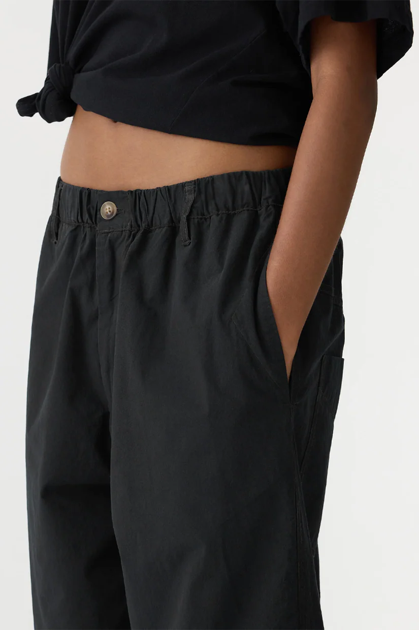 Bassike Crushed Cotton Summer Pant - Black - Image 3