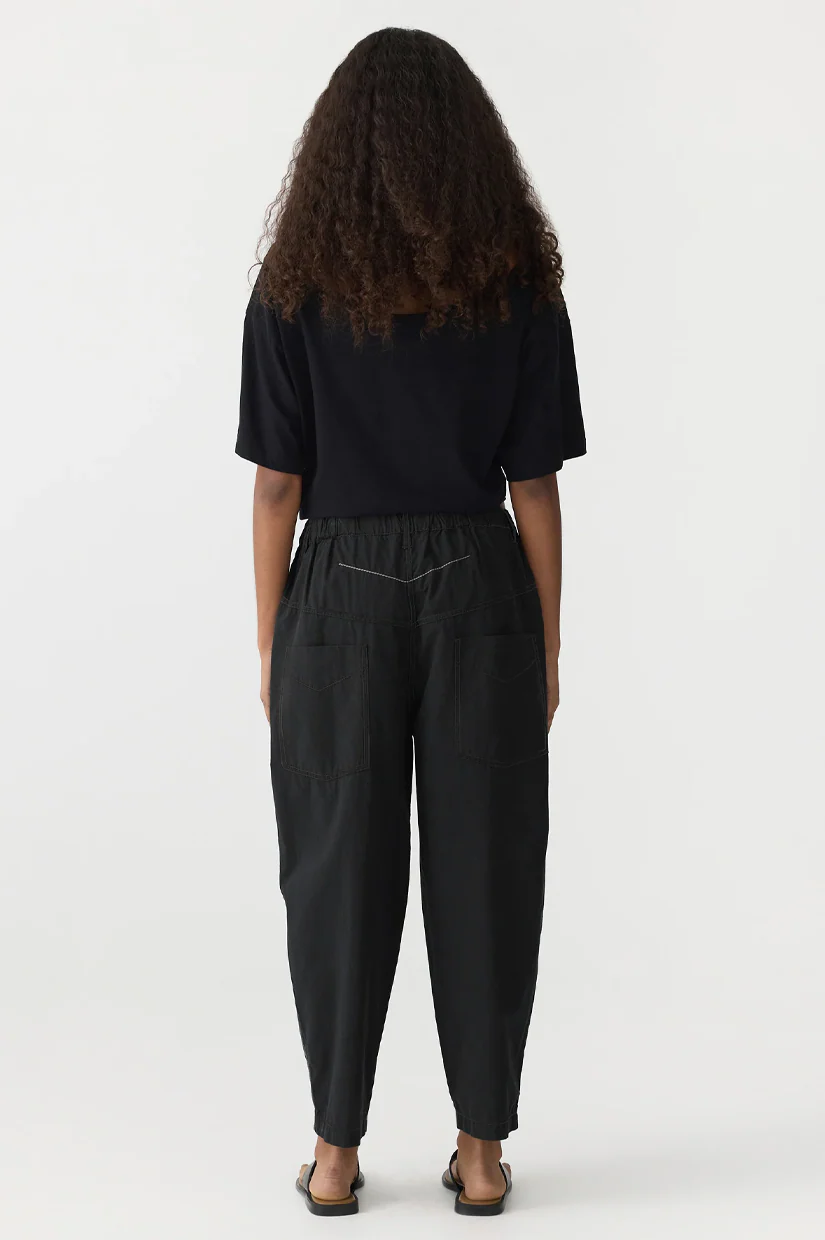 Bassike Crushed Cotton Summer Pant - Black - Image 4