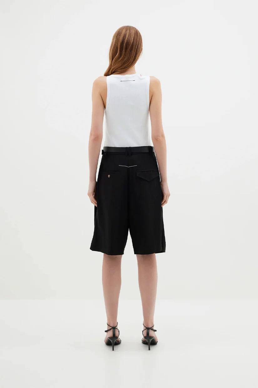 Bassike Cut Out Mini Rib Tank - White - Image 3