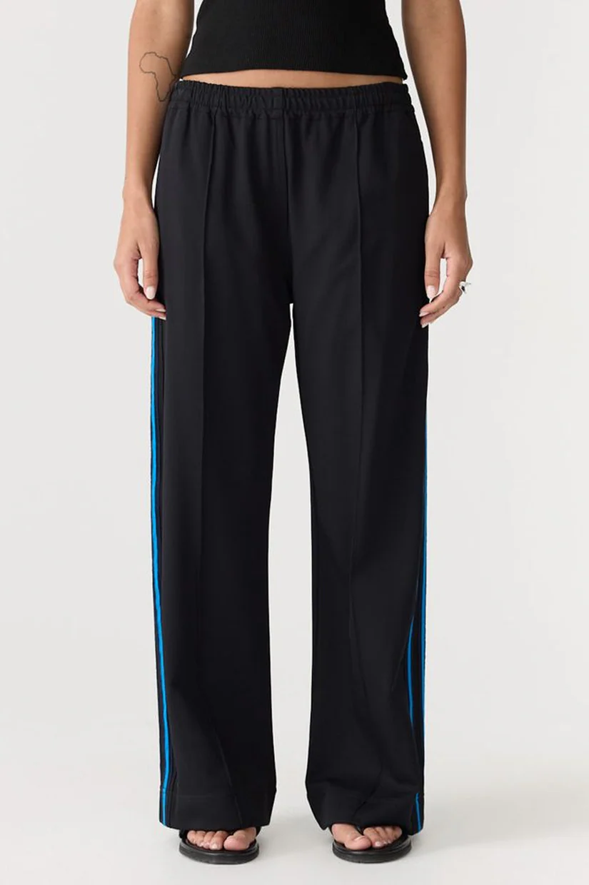 Bassike Double Stripe Wide Leg Pants - Black/Ink Stripe - Image 2
