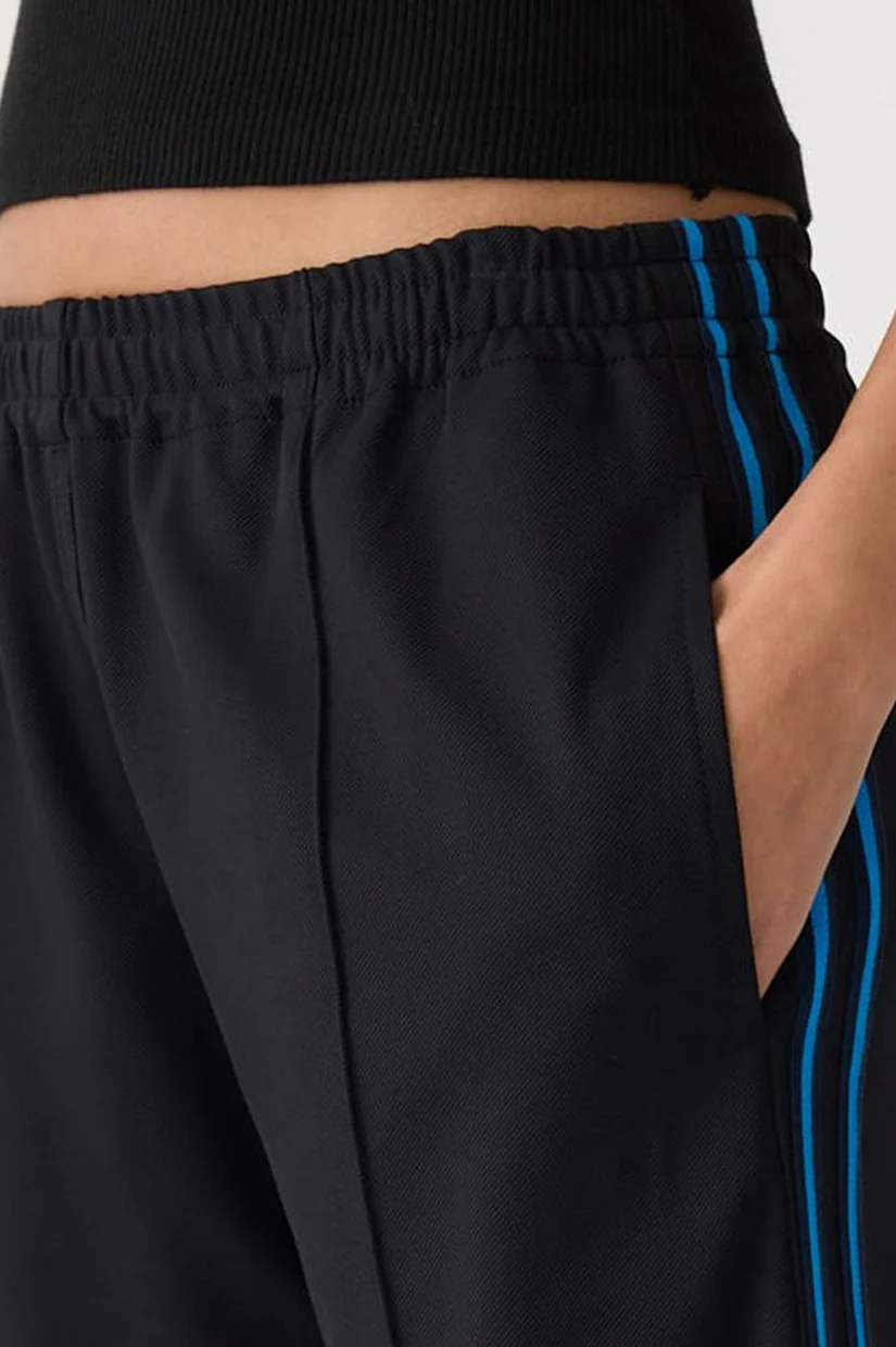 Bassike Double Stripe Wide Leg Pants - Black/Ink Stripe - Image 3