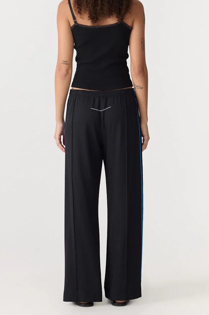 Bassike Double Stripe Wide Leg Pants - Black/Ink Stripe - Image 4