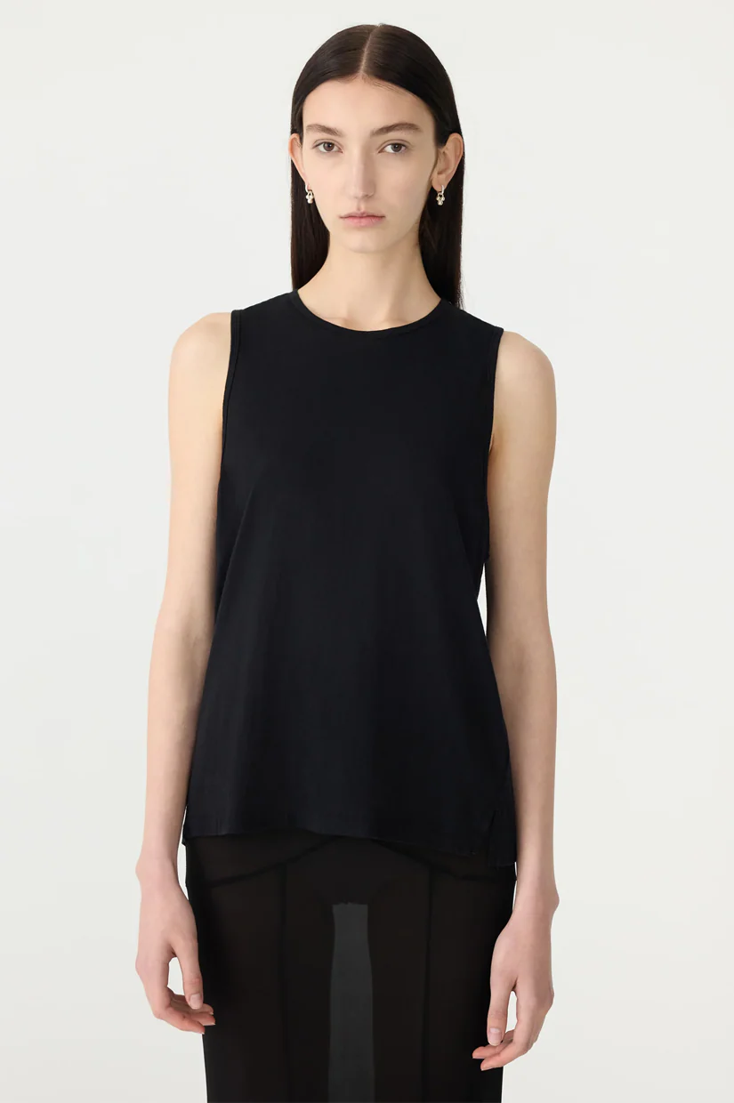 Bassike Fine Bind Athletic Tank - Black - Image 2