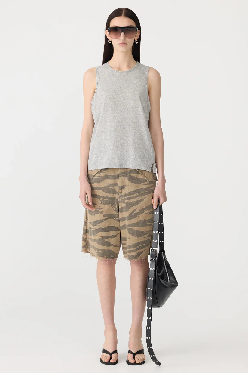 Bassike Fine Bind Athletic Tank - Grey Marl