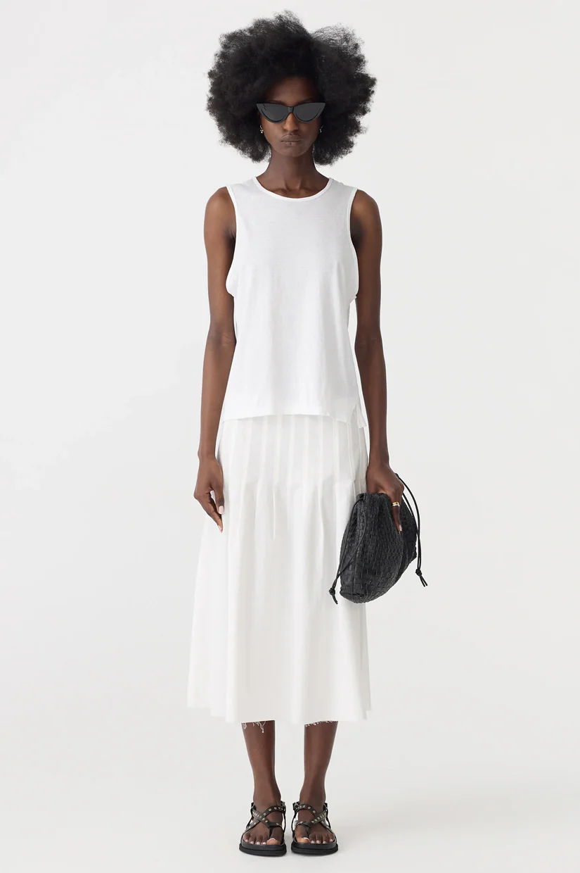 Bassike Fine Bind Athletic Tank - White