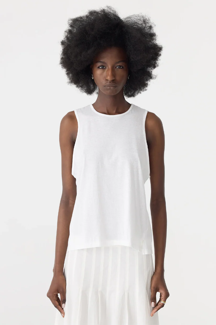 Bassike Fine Bind Athletic Tank - White - Image 2