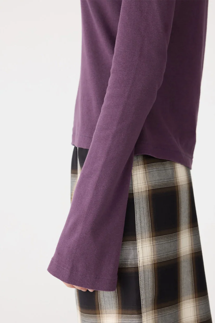 Bassike Front Seam Rib LS T-shirt - Aubergine - Image 3