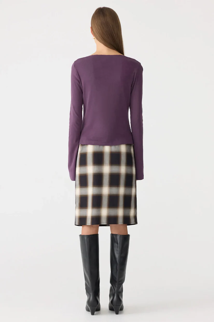 Bassike Front Seam Rib LS T-shirt - Aubergine - Image 4