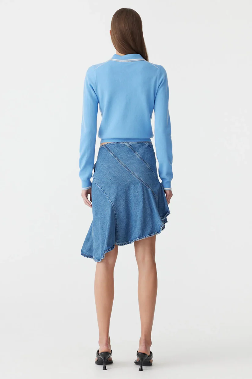 Bassike Long sleeve Polo Knit - Cornflower - Image 4