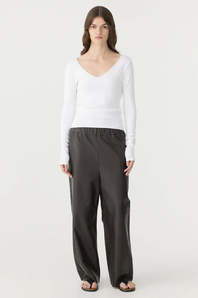 Bassike Scoop Neck LS Top - White