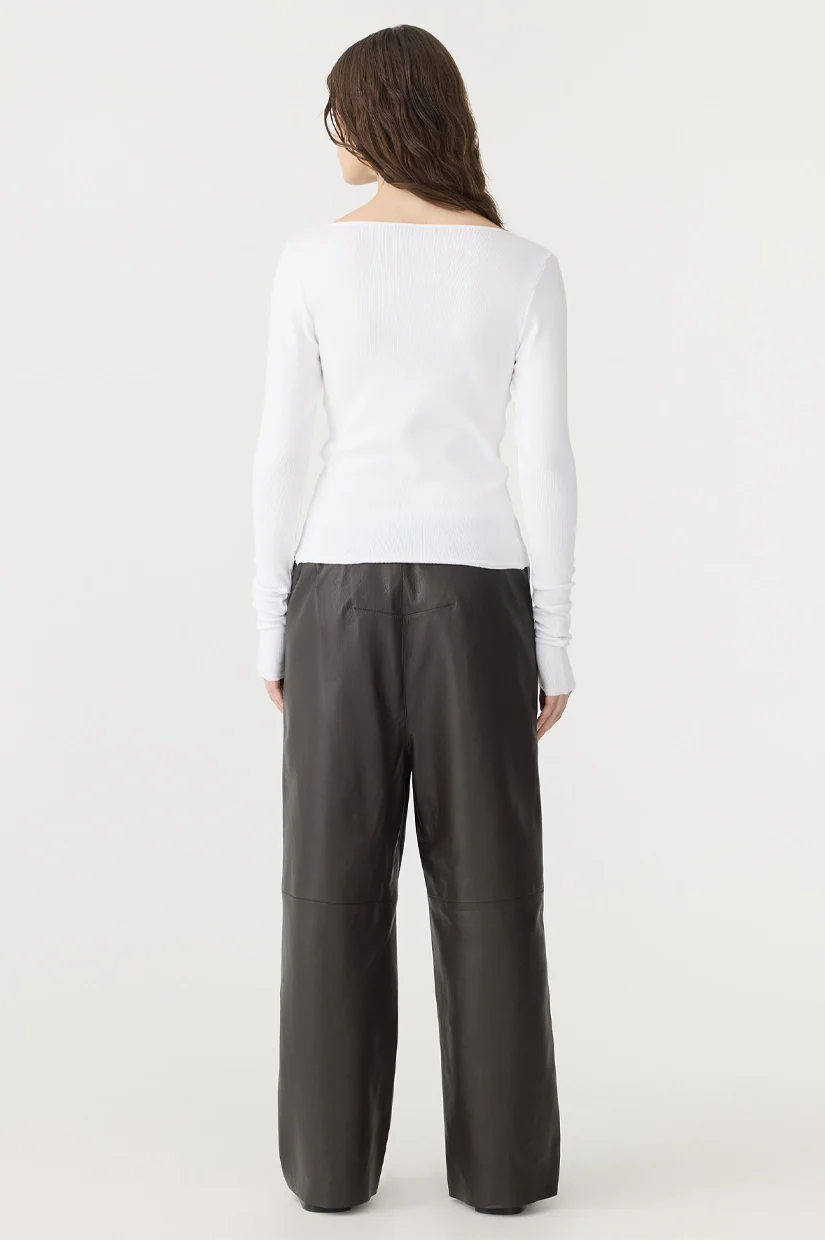 Bassike Scoop Neck LS Top - White - Image 4