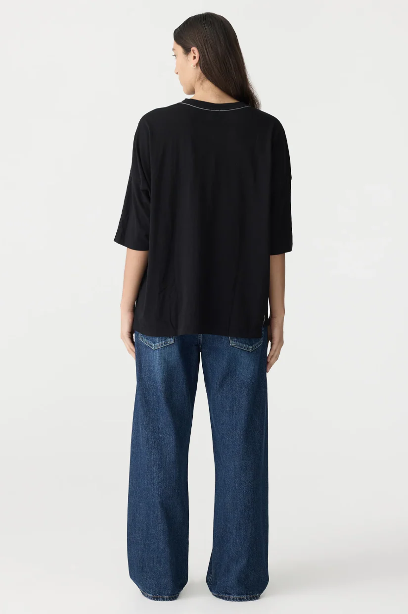 Bassike Slouch Side Step T.shirt - Black - Image 3