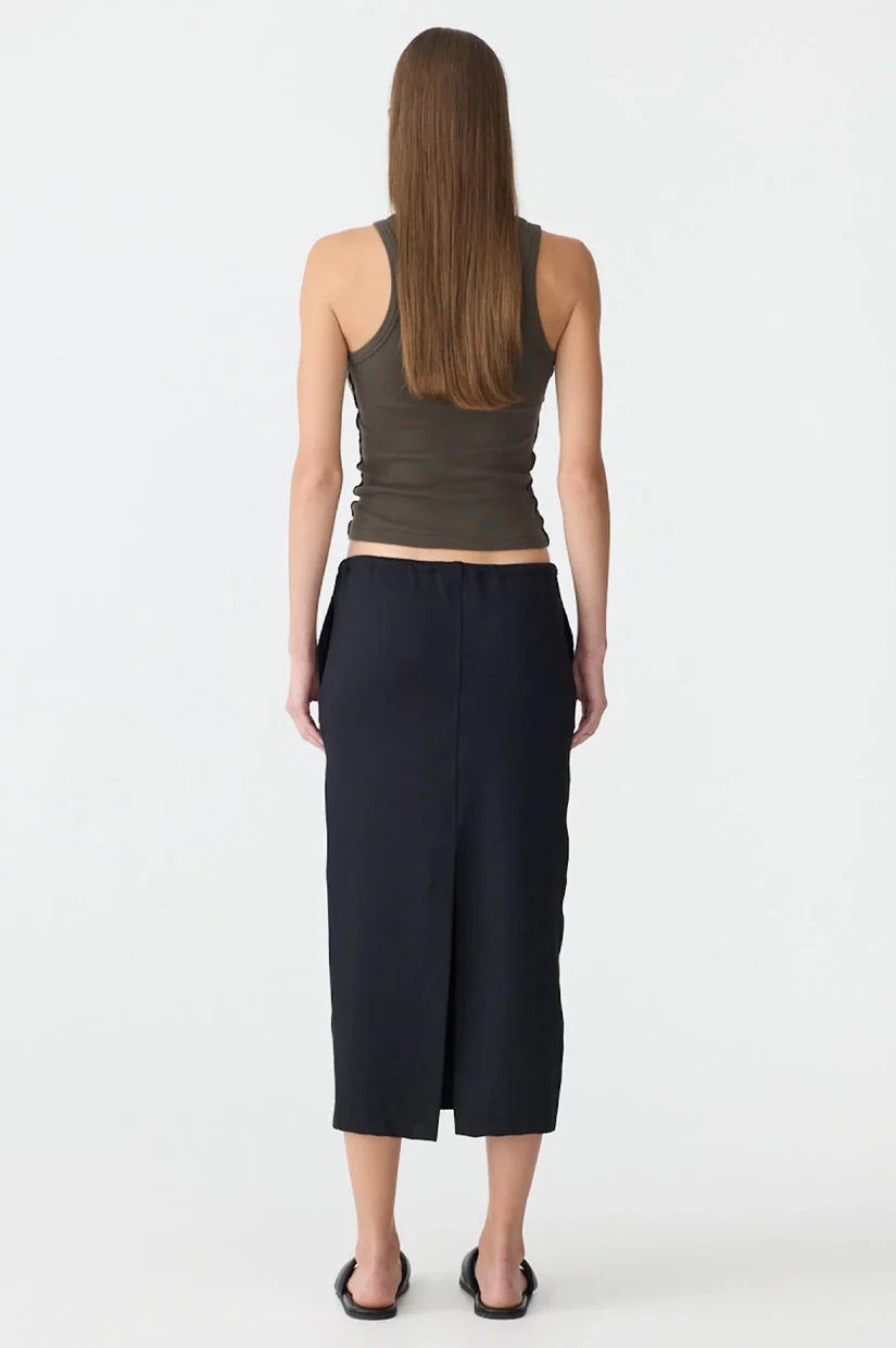 Bassike Stretch Twill Minimal Skirt - Black - Image 4