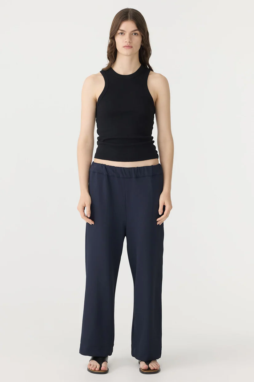 Bassike Stretch Twill Wide Leg Pant - Ink