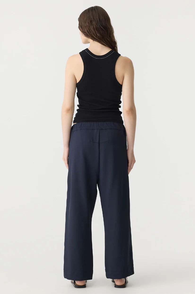 Bassike Stretch Twill Wide Leg Pant - Ink - Image 4