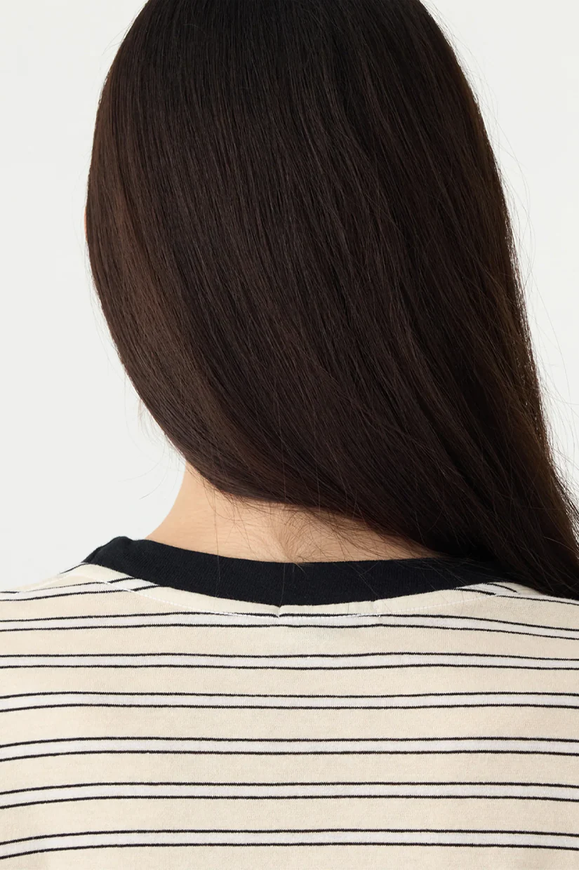 Bassike Stripe Baby LS T-shirt - Black/White/Undyed - Image 3