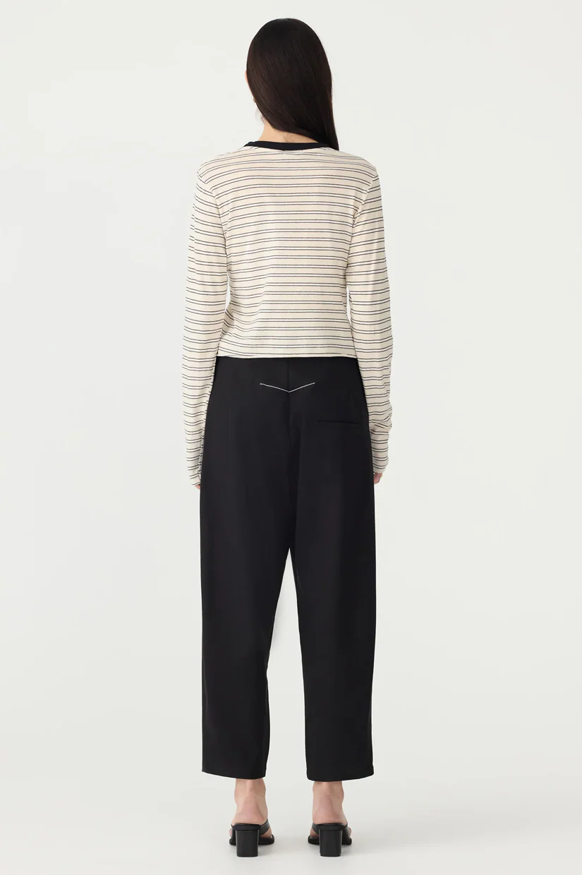 Bassike Stripe Baby LS T-shirt - Black/White/Undyed - Image 4