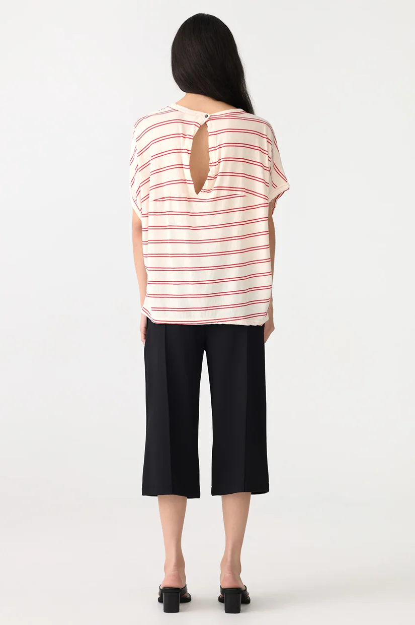 Bassike Stripe Circle T-shirt - Red/Undyed - Image 2