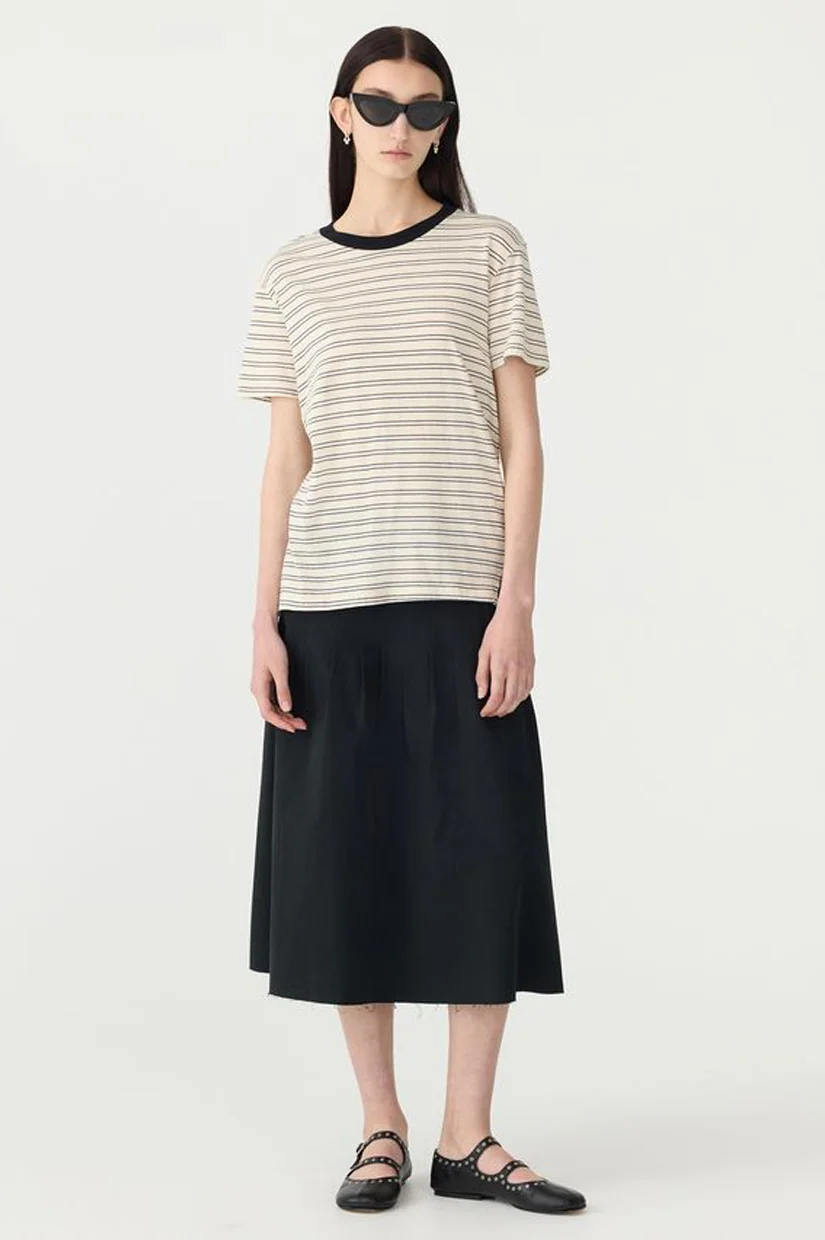 Bassike Stripe Classic T-shirt - Black/White/Undyed