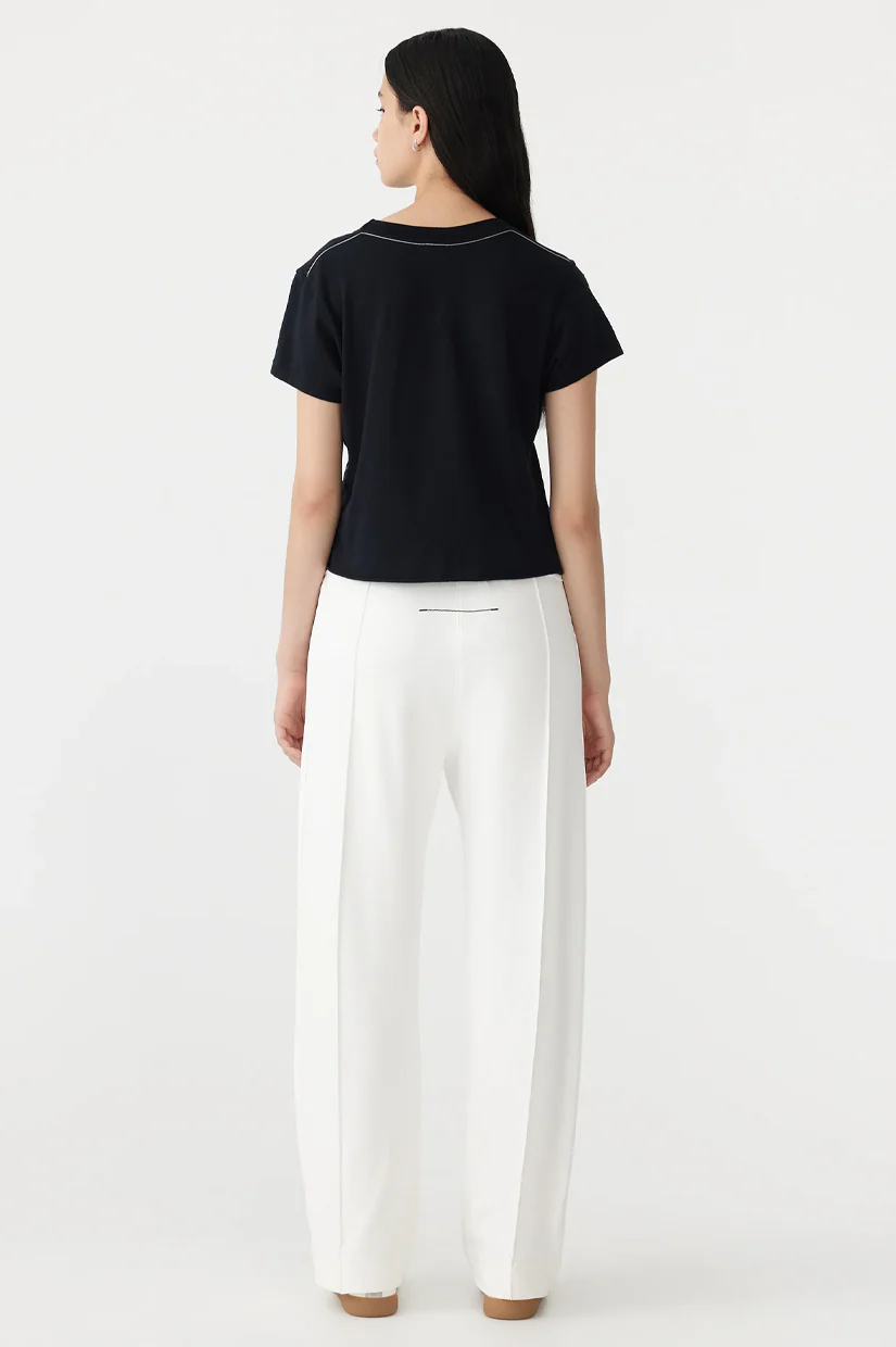 Bassike Twill Stitch Detail Pant - White - Image 3