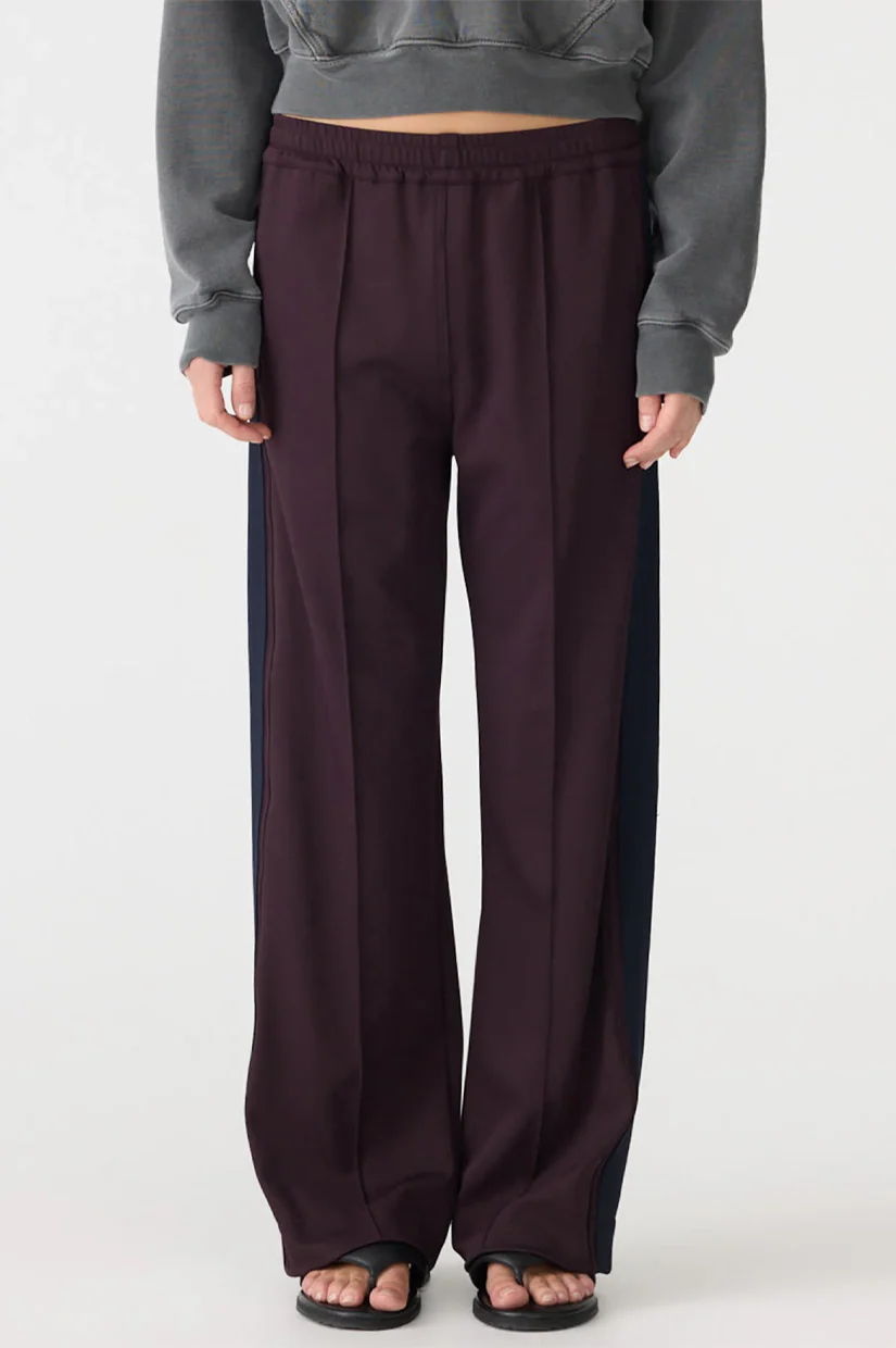 Bassike Twill Stripe Detail Pant - Dark Plum Ink - Image 2