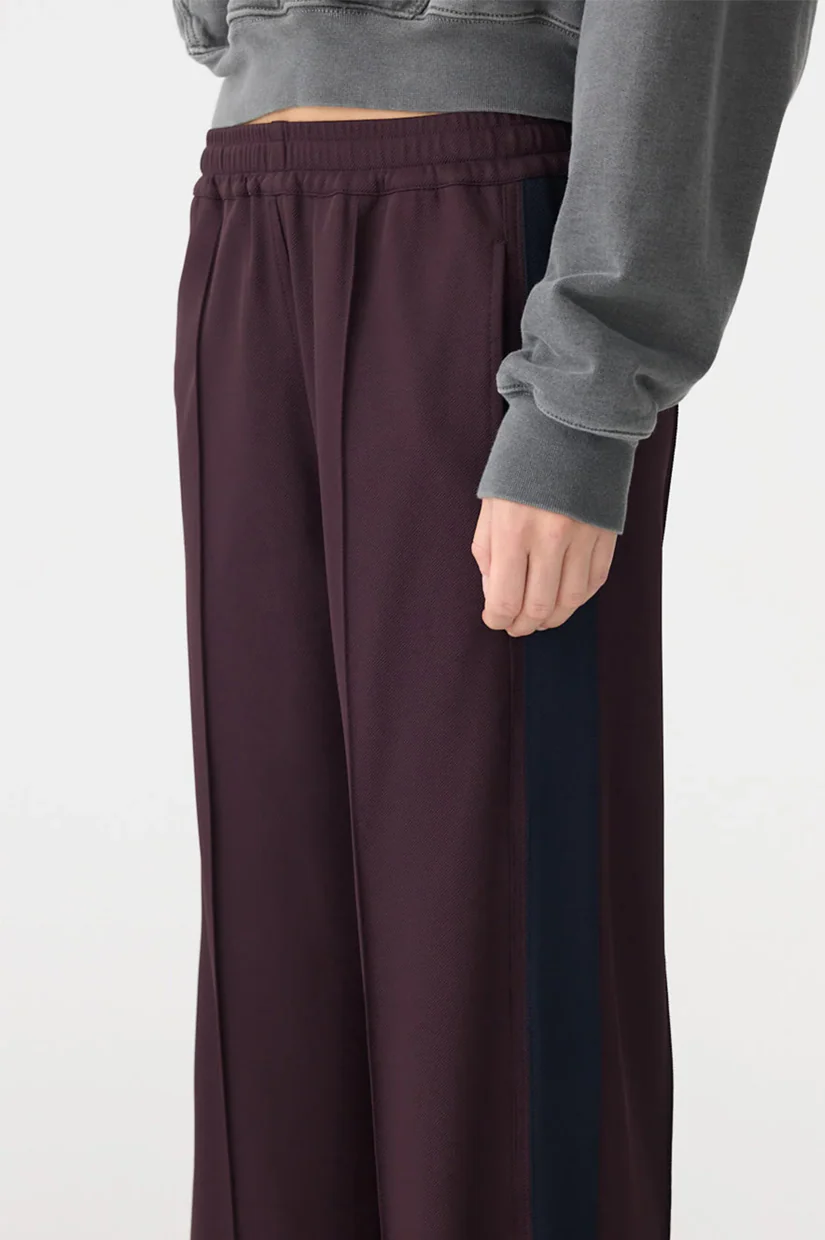 Bassike Twill Stripe Detail Pant - Dark Plum Ink - Image 3