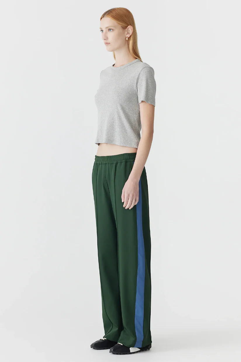 Bassike Twill Stripe Detail Pant - Pine/Marine Blue - Image 2