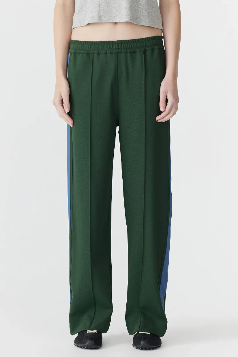 Bassike Twill Stripe Detail Pant - Pine/Marine Blue - Image 3