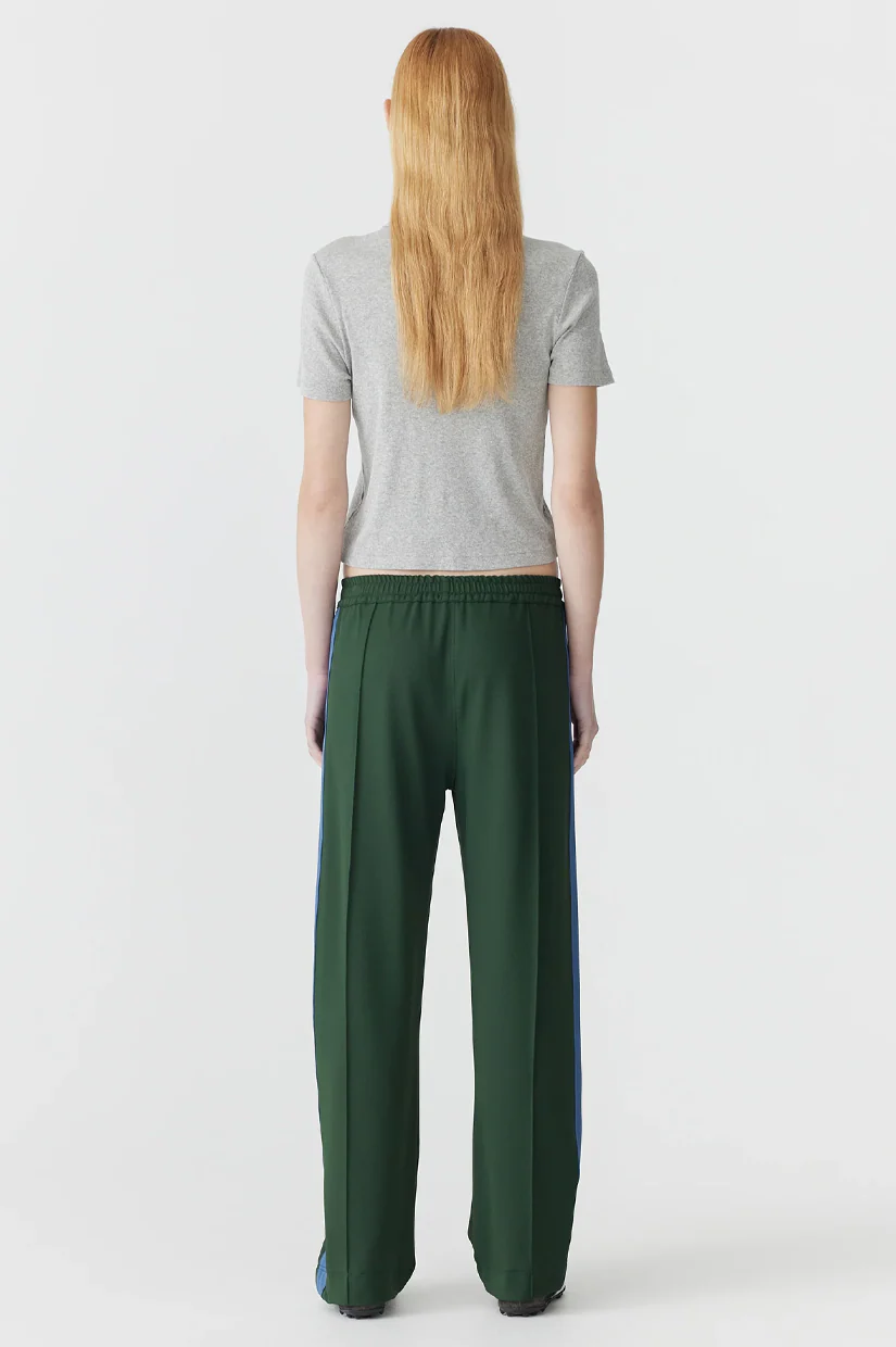 Bassike Twill Stripe Detail Pant - Pine/Marine Blue - Image 4